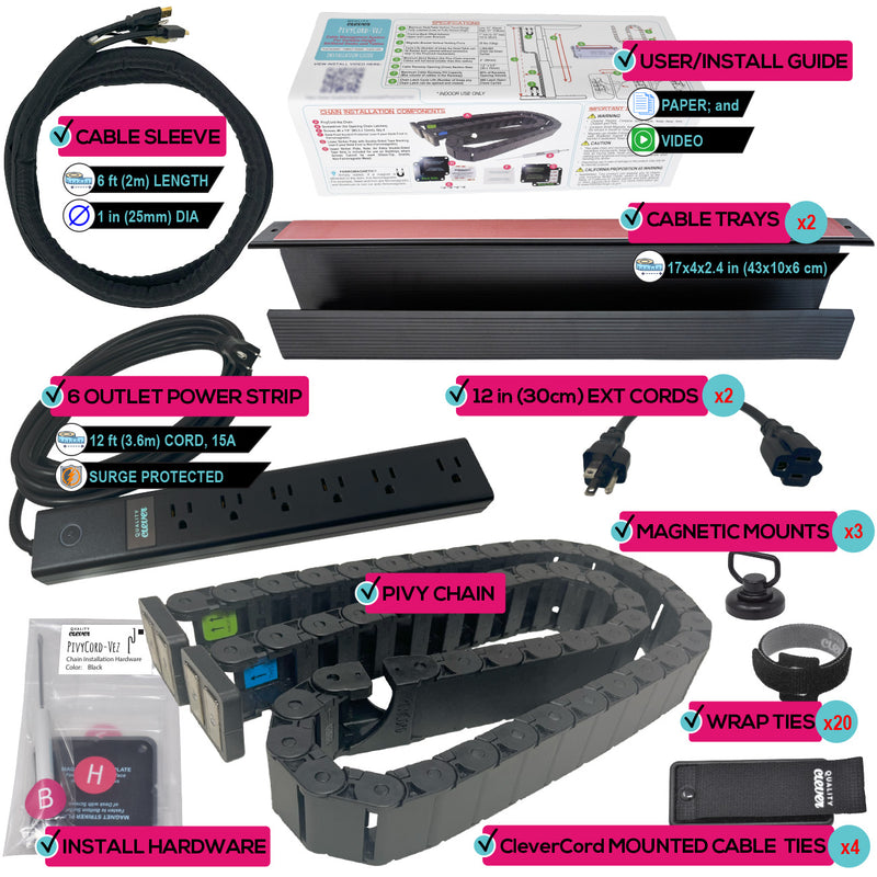 PivyCord-Vez Flexible Raceway Cable Management System for Variable Height Desks/Tables
