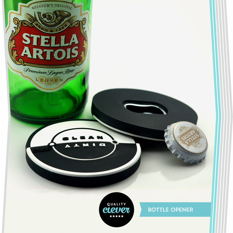 Magnetic Dishwasher Sign With Built in Bottle Opener, Rubber Coated