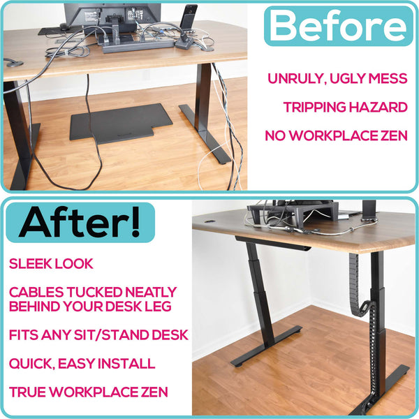 PivyCord-V Flexible Raceway Cable Management System for Variable Height Desks/Tables